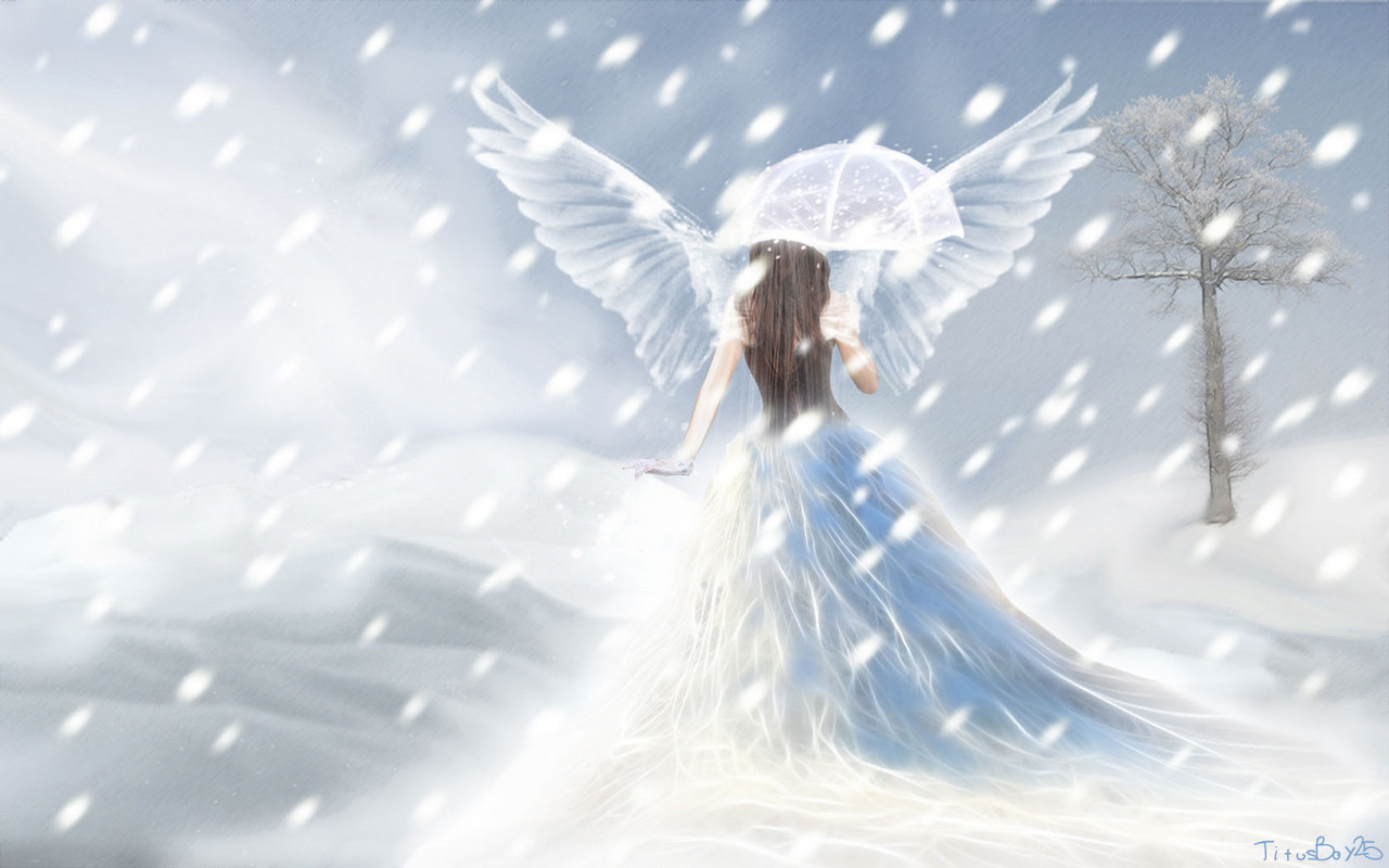 девушка снег зима зонт скачать