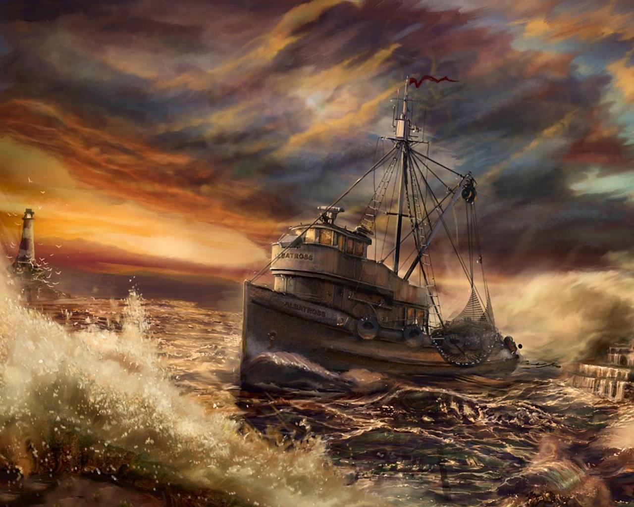 Небесный пароход. Корабль в шторм. Картина корабль в шторме. Парусник в шторм. Судно в шторм.