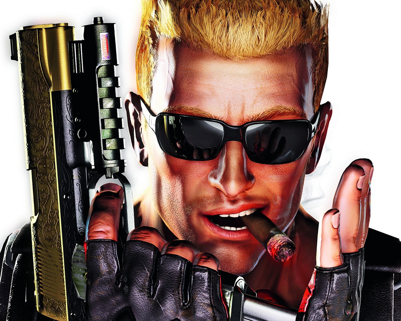 Duke Nukem Forever с сигарой и пистолетом Сигара Игры фото 1280x1024 компью...
