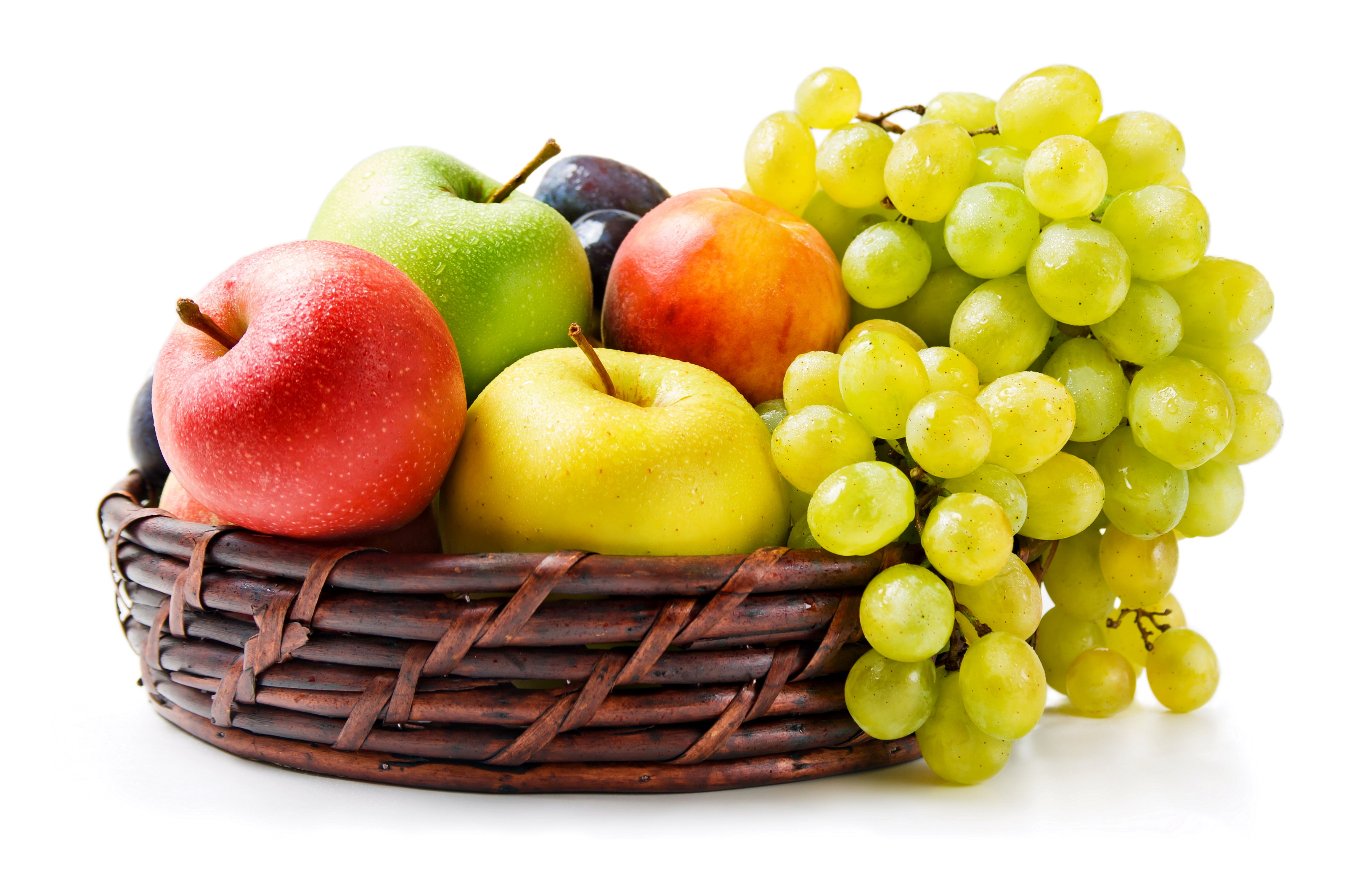корзина, фрукты, виноград, груша, яблоки, без смс