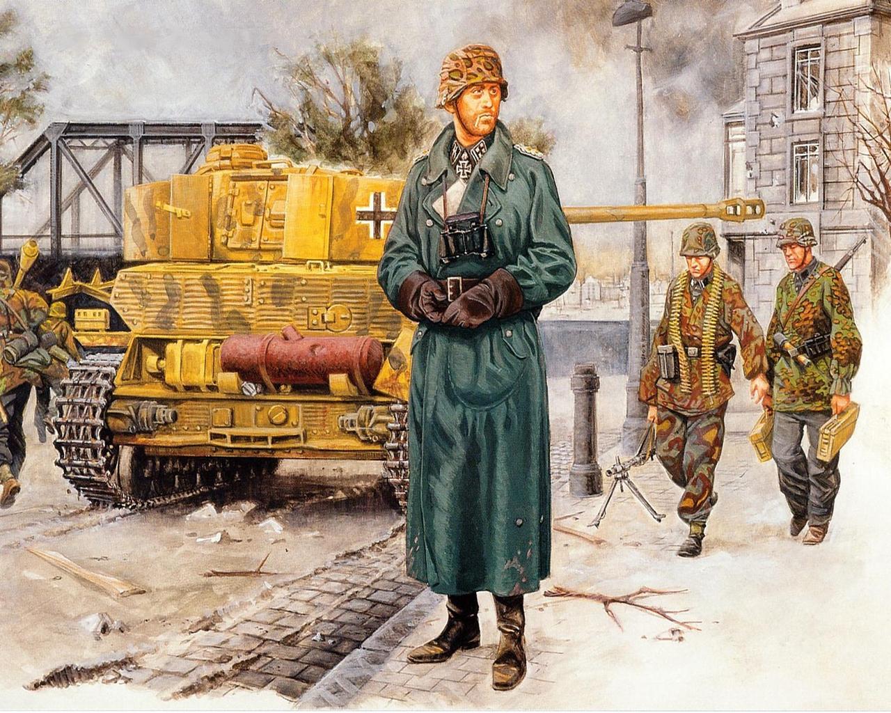 Фотография Солдаты Waffen SS Рисованные Армия солдат военные