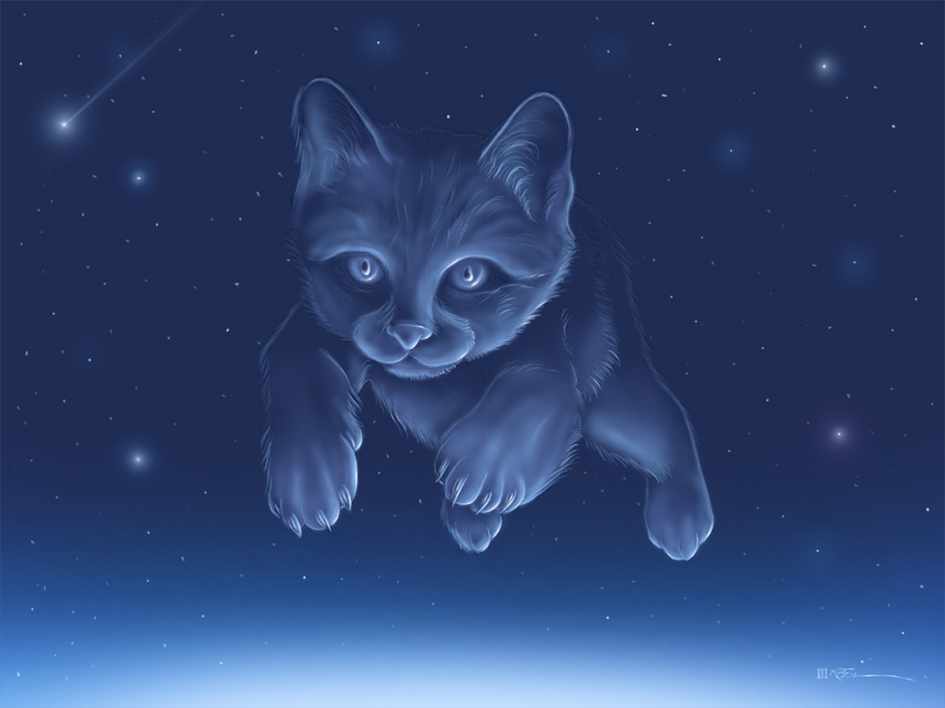 Рисунок кот в космосе