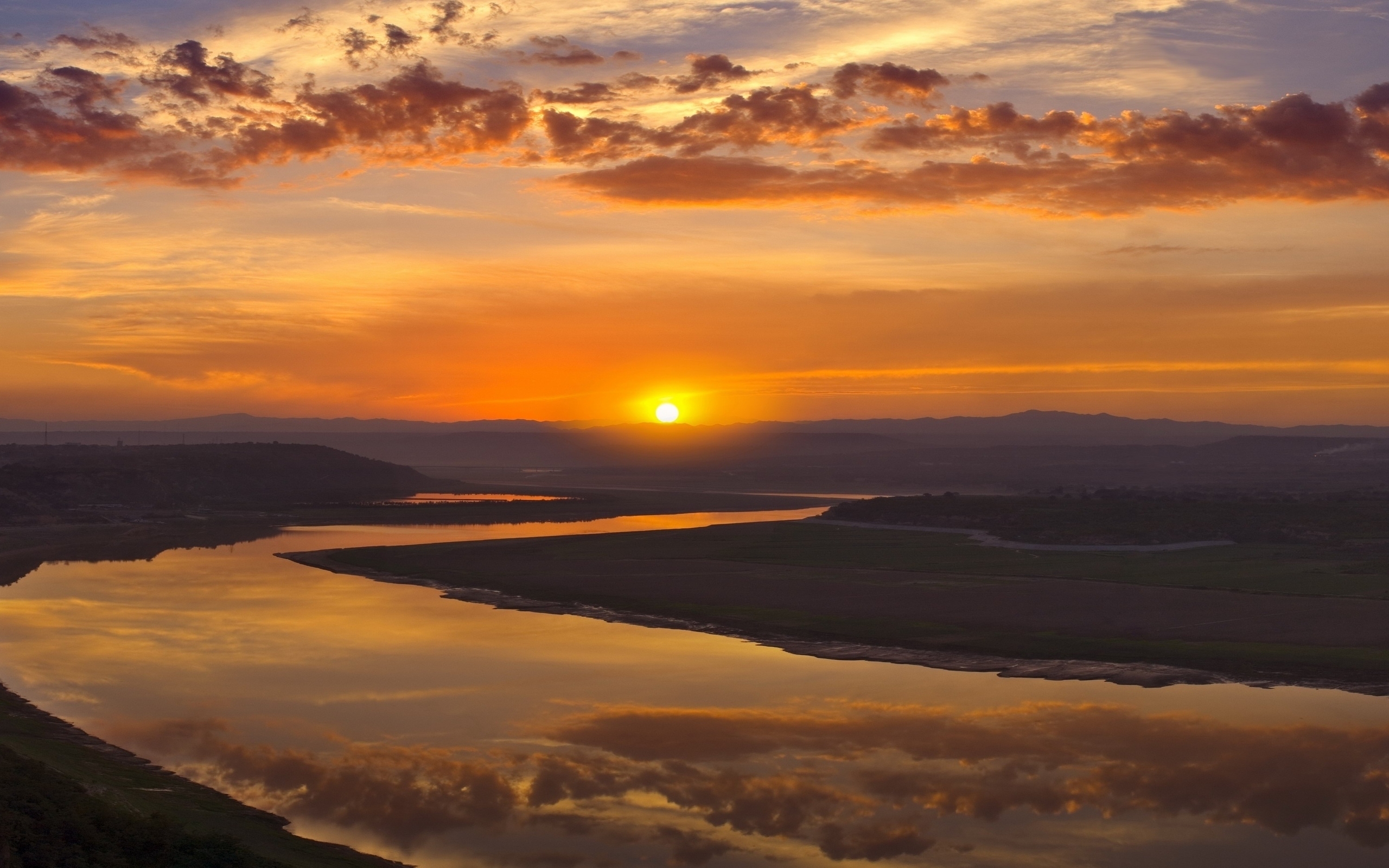 природа солнце горизонт река nature the sun horizon river загрузить