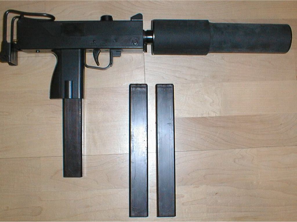 Картинка Пистолет-пулемёт автомат Глушитель (оружейный) Ingram MAC M10 военные Автоматы автоматом глушителем Армия