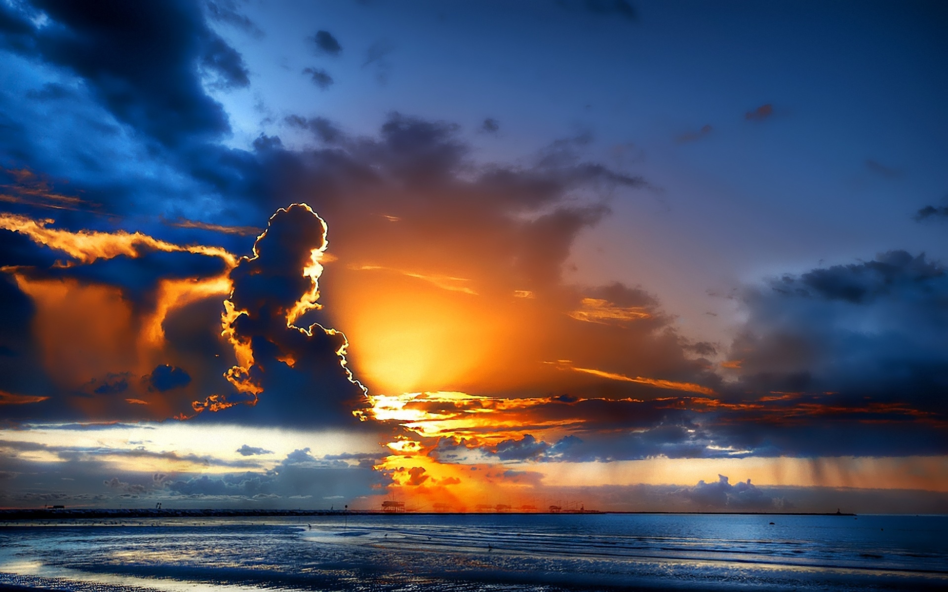 природа солнце небо облака море бесплатно