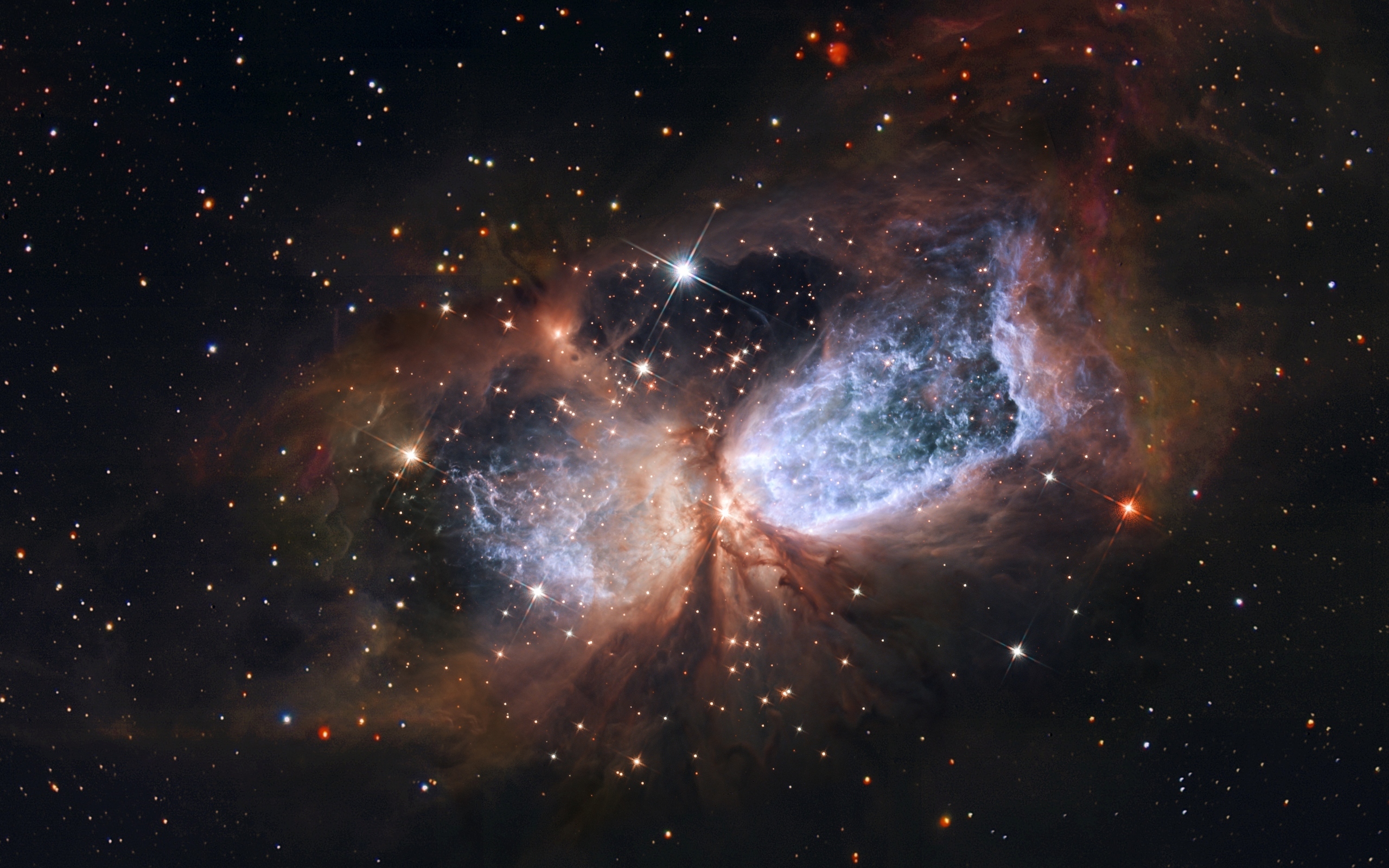 2 звезды в космосе. Телескоп Hubble снимки. Хаббл НАСА. Эмиссионная туманность sh2-106.