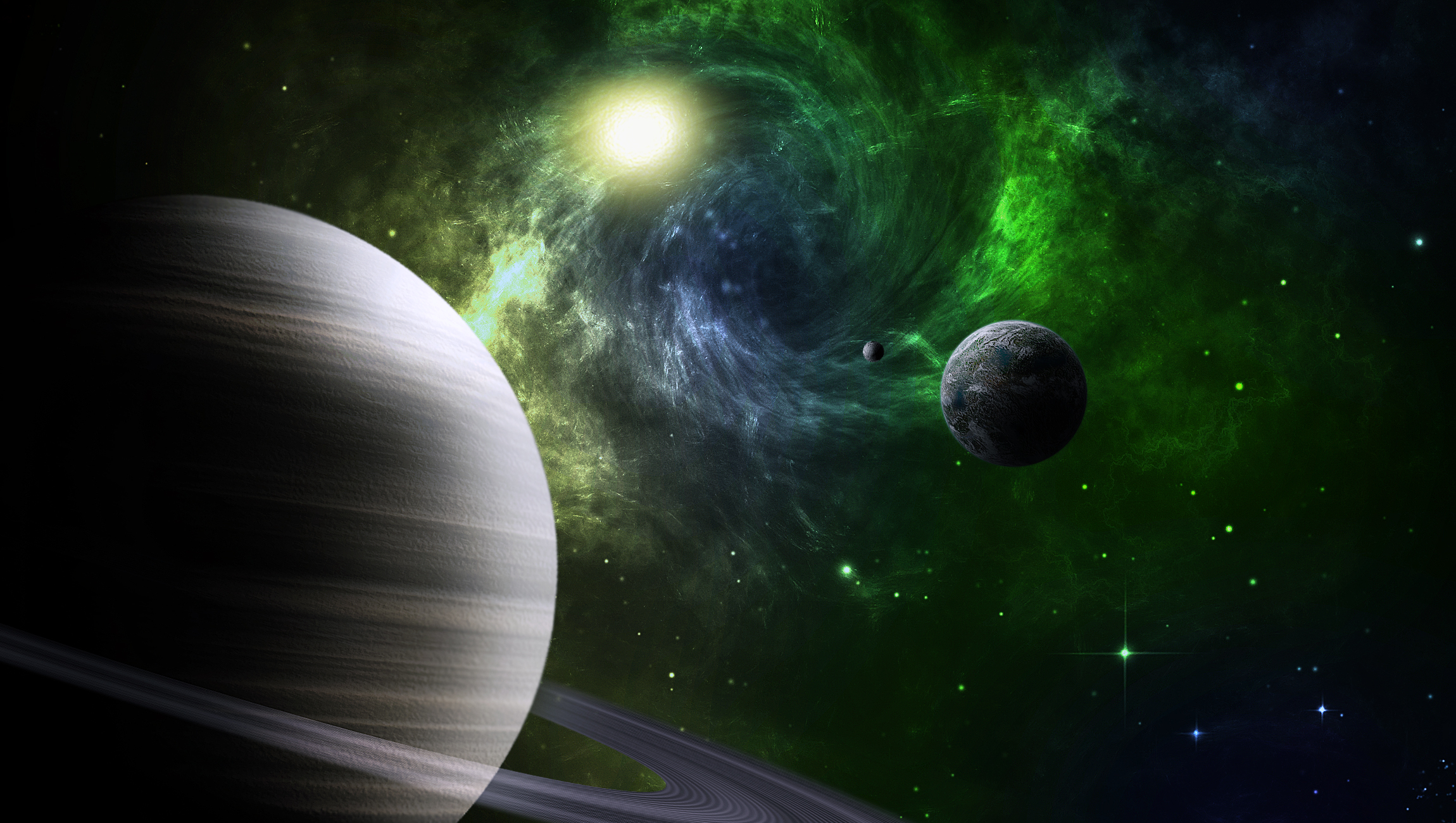 Обои Планета с кольцами звезды вид с земли спутники картинки на рабочий стол на тему Космос - скачать скачать