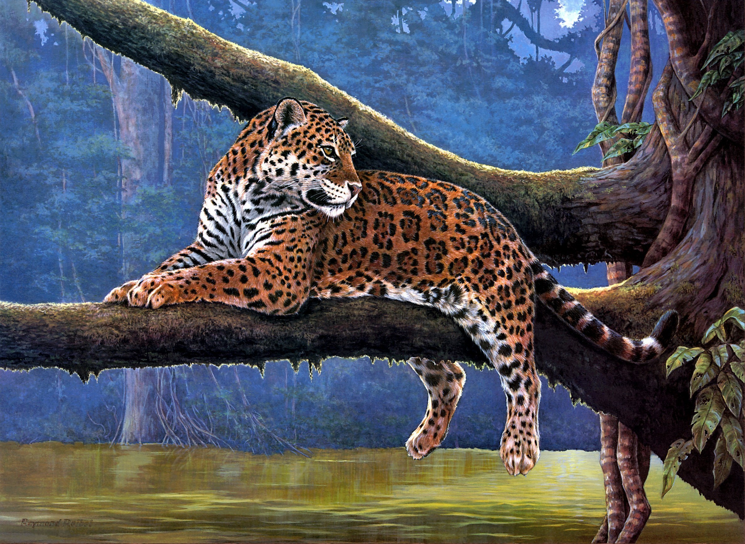 Ягуар в осеннем лесу скачать