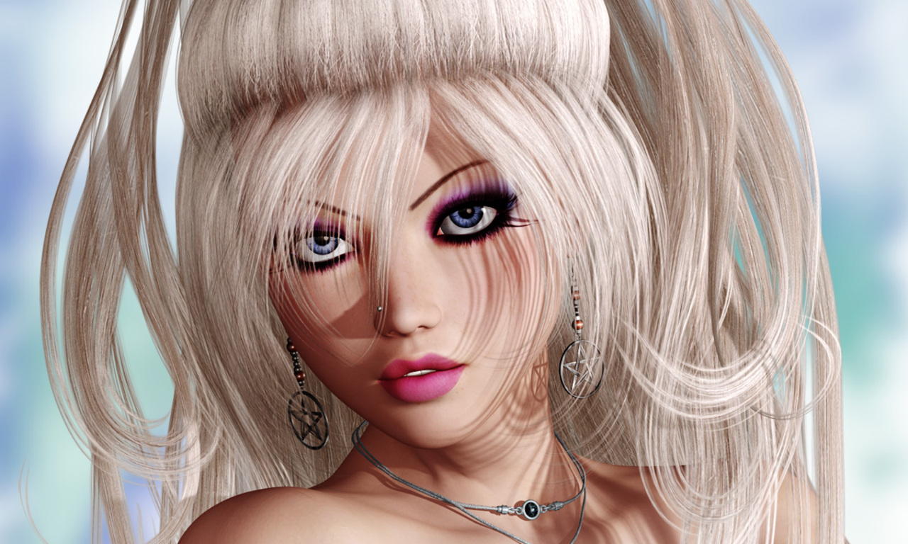3D Графика Девушки голубоглазая блондинка 