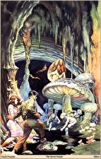 Обои Frank Frazetta Мужчина Грибы Пещеры Фэнтези Девушки