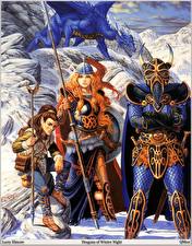 Обои Larry Elmore Воины Копья Доспехи Девушки