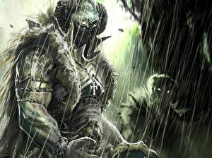 Картинки Дождь Монстр Воины Фэнтези