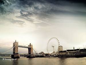 Фотография Великобритания Колесом обозрения Лондон Города