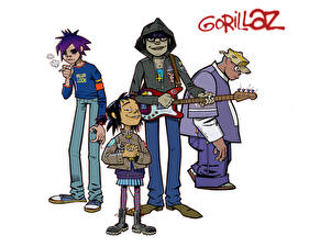 Фото Gorillaz Белым фоном Гитары