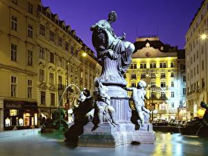 Картинка Скульптура Австрия Фонтаны Вена Donnerbrunnen город