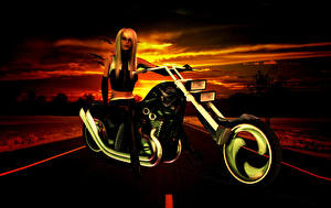 Фотография 3D Графика Мотоциклы Девушки