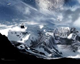 Фотографии Горы Снег Фэнтези