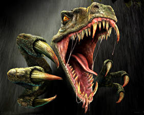 Картинка Монстры Динозавры Зубы Злой Когтями Фэнтези