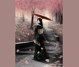 Картинки Зонтом Аниме