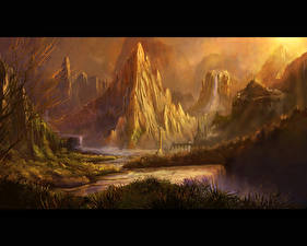Картинка Фантастический мир Горы Фантастика