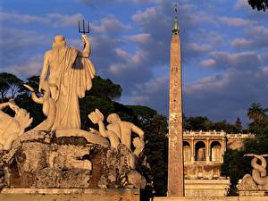 Фотографии Скульптуры Италия Рим Piazza del Popolo Города