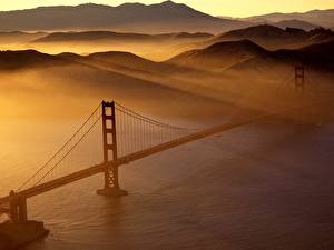 Картинки Мост США Сан-Франциско Калифорния Golden Gate Bridge Города
