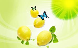Обои Фрукты Лимоны Пища