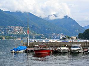 Обои Побережье Лодки Пристань Природа