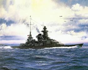 Фото Корабли Рисованные KMS Scharnhorst Армия