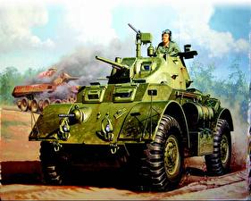Фотографии Боевая техника Рисованные Staghound Mk. I Армия