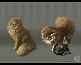 Фотография Крокодил рыжие коты Животные