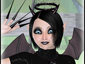 Картинка дьяволица 3D Графика Фэнтези Девушки