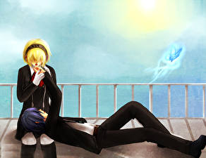 Обои Shin Megami Tensei Shin Megami Tensei: Persona 3 парень с девушкой компьютерная игра