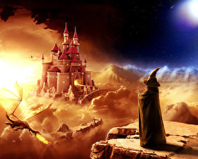 Фото Фантастический мир Замки Замок волшебника Фэнтези