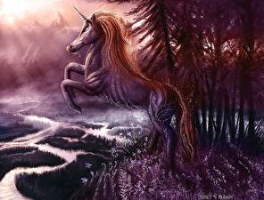 Картинки Vitaly S. Alexius Волшебные животные Единороги Фэнтези