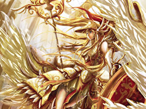 Фото Воины Посохи Доспехи С щитом Фантастика Девушки