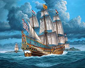 Фотографии Корабль Рисованные Парусные Batavia