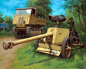 Фото Боевая техника Рисованные RSO/03 & 7,5 cm Pak40 военные