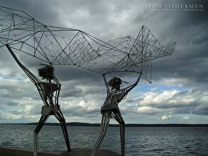 Картинки Скульптуры Россия Рыбаки на Онежском озере  Города