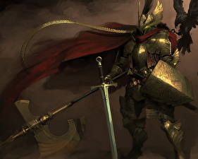 Картинки Воители Мечи Броня С щитом Фантастика