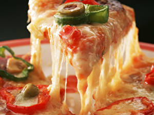 Картинка Пицца Сыры Кусочки Продукты питания