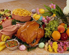 Картинки Мясные продукты Накрытия стола Курица запеченная Продукты питания