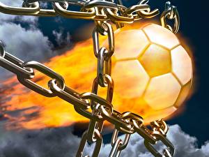Фото Огонь Цепи Мяч 3D Графика