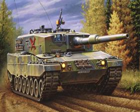 Фотография Рисованные Танк Леопард 2 Leopard 2 A4