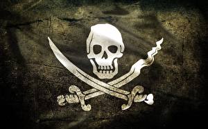 Фото Пираты Черепа Флаг С саблей