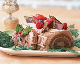 Фотография Рулет Торты Еда