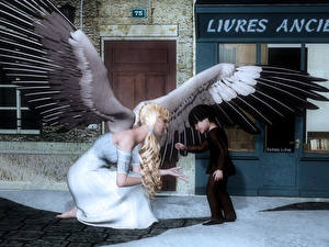 Обои Ангел 3D Графика Фэнтези Девушки