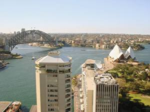 Картинки Австралия Мост Небо Sydney Города