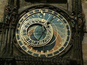 Картинки Чехия Прага Часы астрономичесике часы город