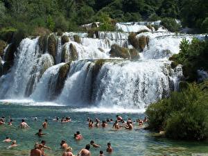 Картинки Водопады Хорватия Природа